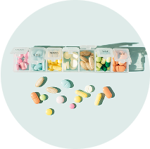 Pill case with the seven days of the week listed on it