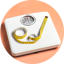 Weight scale with a fabric measuring tape on it