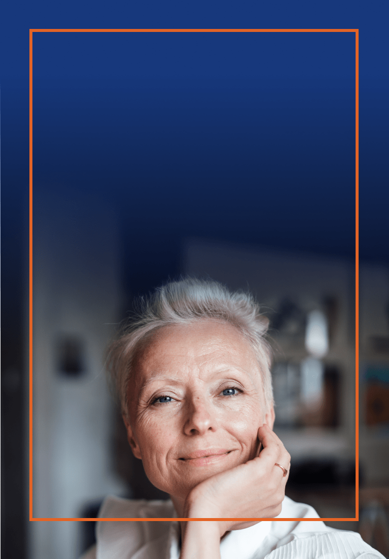 Older woman smiling in her home