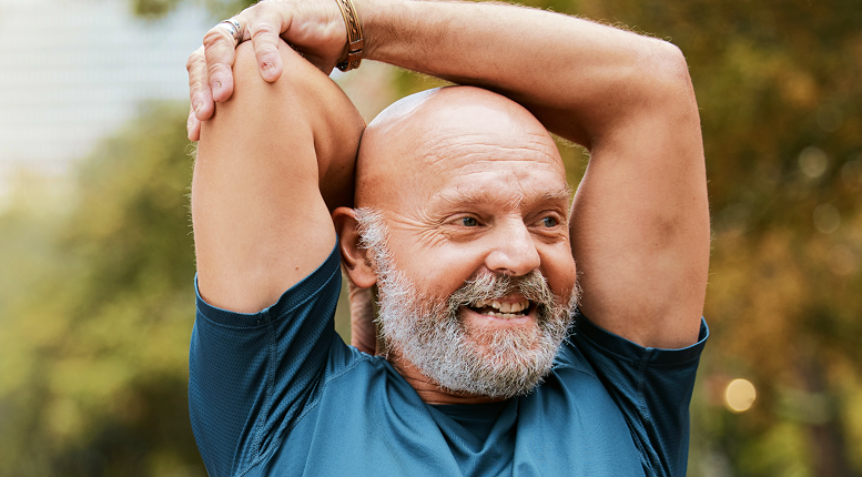 Man with blue T-shirt